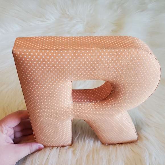 Anthropologie Padded Monogram Orange R Wall Decor - Picture 2 of 7